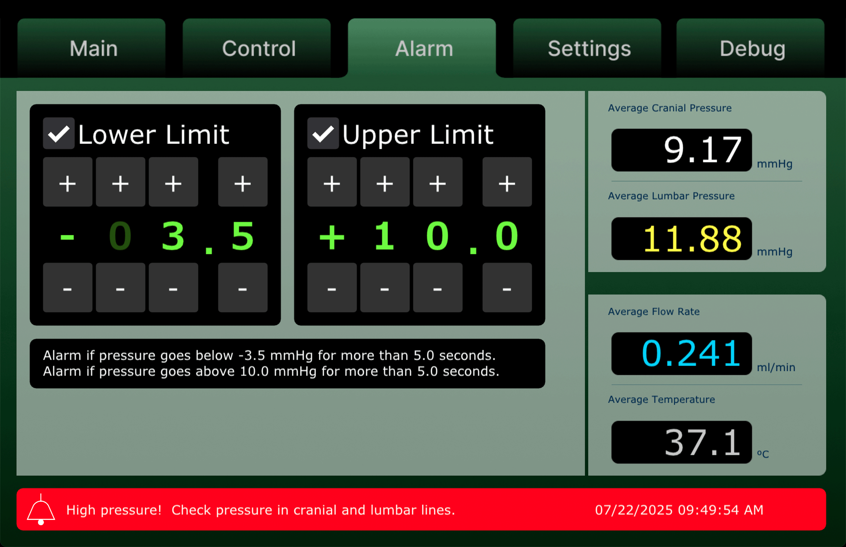 Alarm Screen